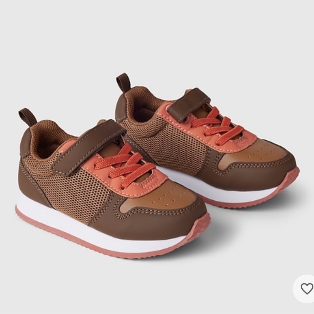 Baby Gap Brown & Orange Velcro Sneakers, 6
